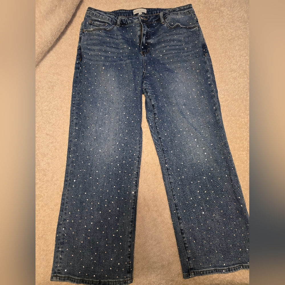 Sparkling Blue Wide Leg Jeans